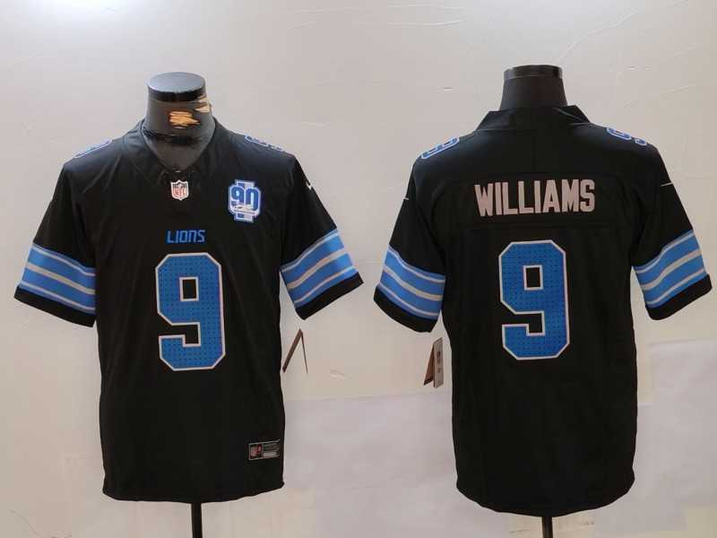 Men%27s Detroit Lions #9 Jameson Williams Black 2024 F.U.S.E. 2nd Alternate With 90th Anniversary Patch Vapor Limited Stitched Jersey